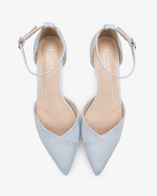 Lace Pointy Toe Low Block Heels Wedding ShoesWomen Shoes