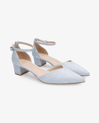 Lace Pointy Toe Low Block Heels Wedding ShoesWomen Shoes
