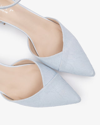 Lace Pointy Toe Low Block Heels Wedding ShoesWomen Shoes