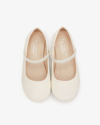 Ivory Satin Mary Jane Flower Girls Flats
