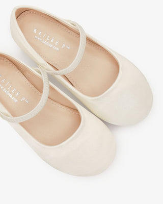 Ivory Satin Mary Jane Flower Girls Flats