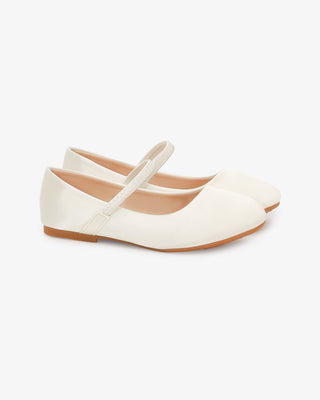Ivory Satin Mary Jane Flower Girls Flats