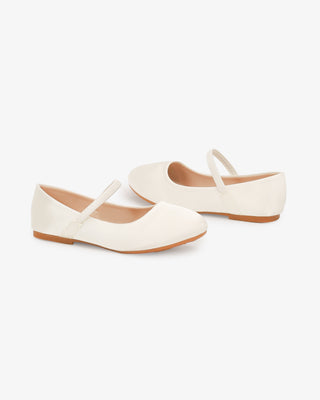 Ivory Satin Mary Jane Flower Girls Flats