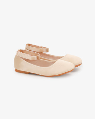 Satin Flats with Velcro Ankle StrapKids Shoes