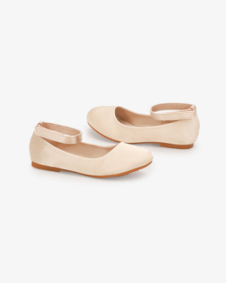 Satin Flats with Velcro Ankle StrapKids Shoes