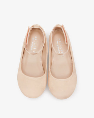 Champagne Satin Flats with Velcro Ankle Strap