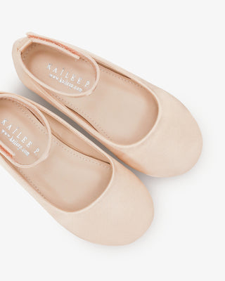 Satin Flats with Velcro Ankle StrapKids Shoes