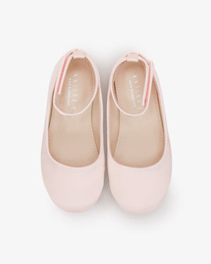 Girls Satin Flats with Velcro Ankle Strap