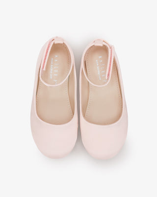 Dusty Pink Satin Flats with Velcro Ankle Strap