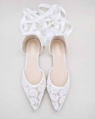 Crochet Lace Pointy Toe with Ballerina Lace Up