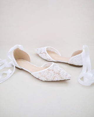 Crochet Lace Pointy Toe with Ballerina Lace Up