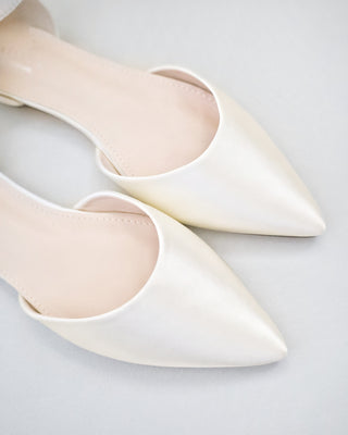 ivory satin wedding flats with ankle strap