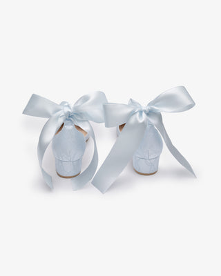 Lace Pointy Toe Low Block Heels Wedding Shoes with Wrapped Ankle TieWomen Shoes