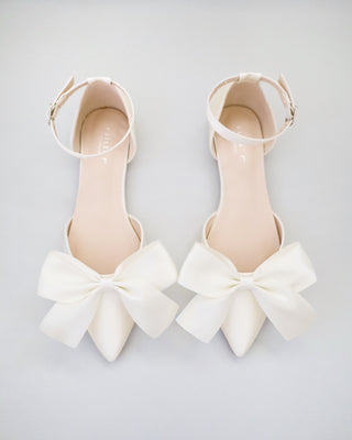 ivory bridal flats with front satin bow