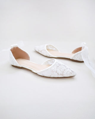 Crochet Lace Pointy Toe with Ballerina Lace UpWomen Shoes