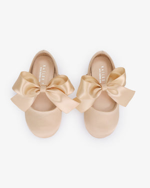 Satin Mary Jane Flats with Satin Bow