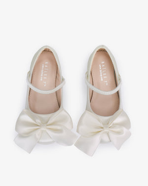 Satin Mary Jane Flats with Front Satin Bow
