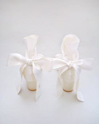 Satin Block Heel Sandal with Wrapped Ribbon Tie