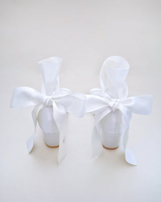 Satin Block Heel Sandal with Wrapped Ribbon Tie
