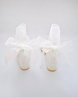 Satin Block Heel Sandal with Wrapped Ribbon Tie