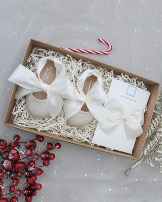 Satin Ankle Tie Baby Shoes Holiday Gift Set (1 PAIR)Kids Shoes