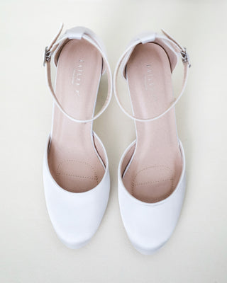 Satin Block Heel with Ankle Strap