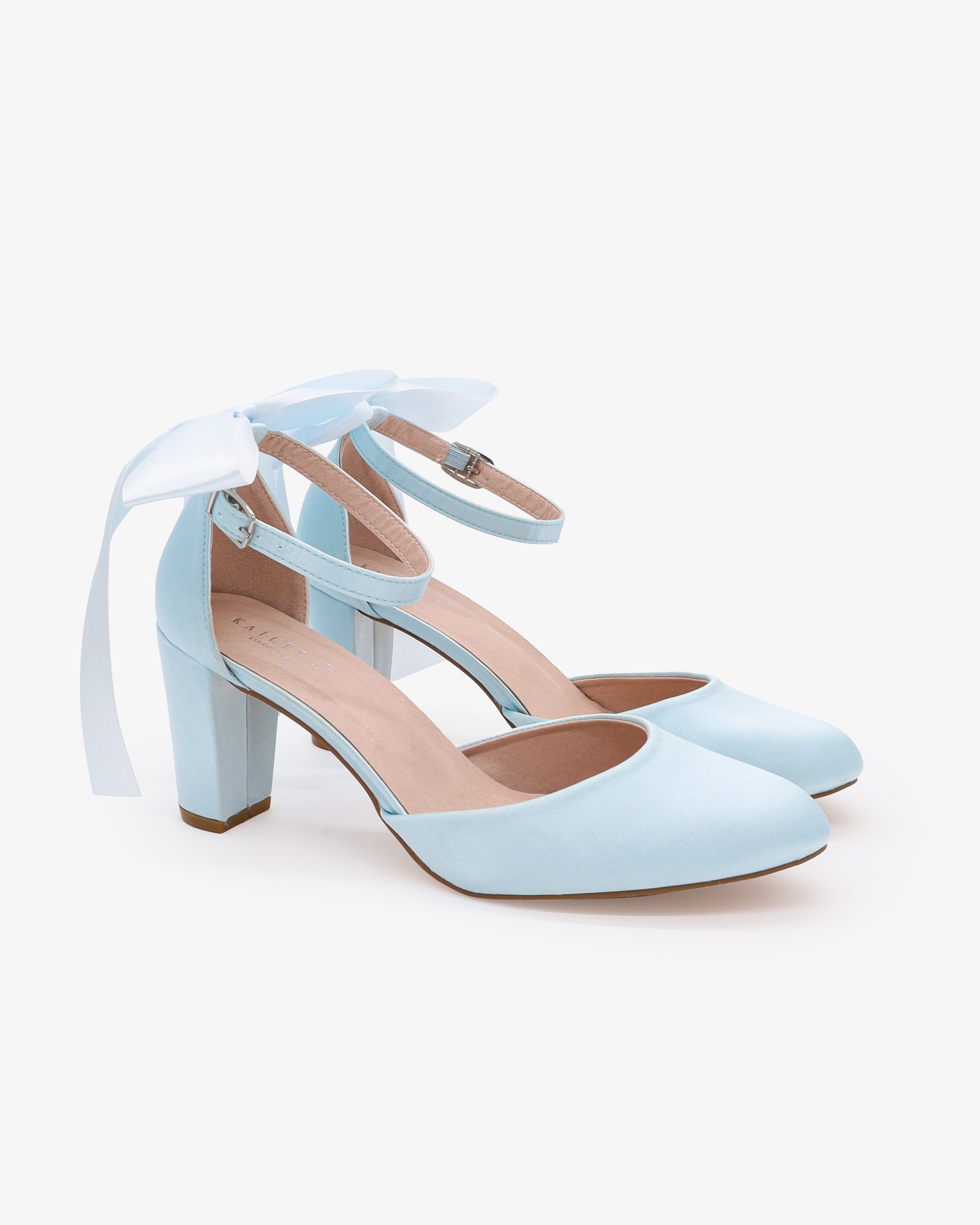 blue brocade klow heel Cliff d'Orsay Kitten The interior features a first Satin Block Heel with Satin