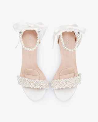 Satin High Heel Wedding Sandals with Perla AppliqueWomen Shoes
