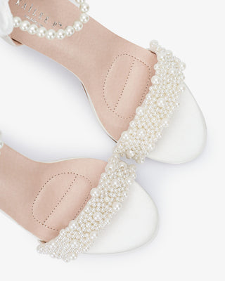 Satin High Heel Wedding Sandals with Perla AppliqueWomen Shoes
