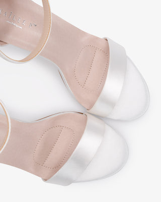 Satin High Heel Wedding Sandals with Back Tuxie Bow