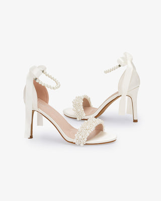 Satin High Heel Wedding Sandals with Perla AppliqueWomen Shoes