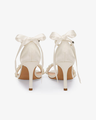 Satin High Heel Wedding Sandals with Perla AppliqueWomen Shoes