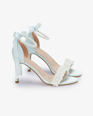 Satin High Heel Wedding Sandals with Perla AppliqueWomen Shoes