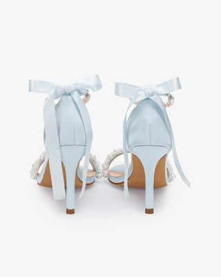 Satin High Heel Wedding Sandals with Perla AppliqueWomen Shoes
