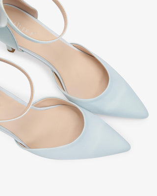 Light Blue Satin Wedding Heels with Back Tuxie Bow