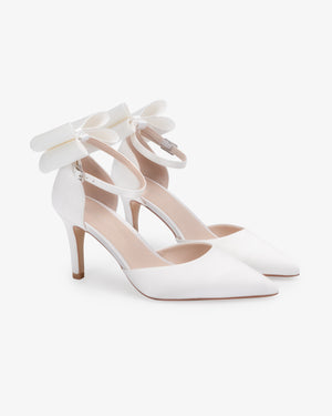 Satin Wedding Heels with Back Tuxie Bow