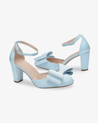 Satin Block Heel with Front Tuxie BowWomen Shoes