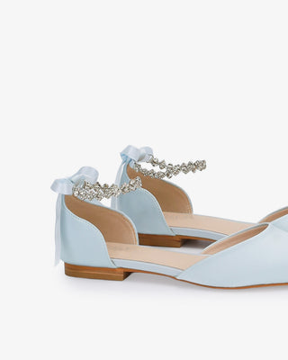 Satin Pointy Toe Wedding Flats with Amaryllis StrapWomen Shoes