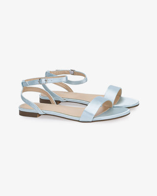 Satin Flat Sandal with Ankle Strap