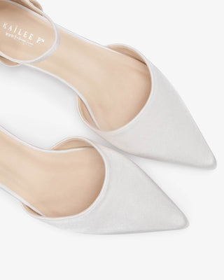 Satin Pointy Toe Wedding Flats with Back Tuxie BowWomen Shoes