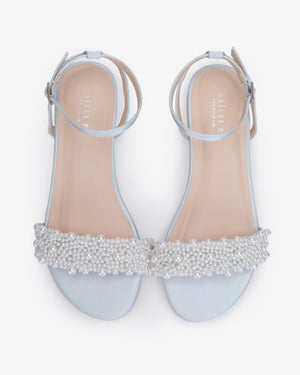 Girls Satin Evening Flat Sandal with Perla Applique