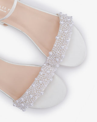 Girls Satin Evening Flat Sandal with Perla AppliqueKids Shoes