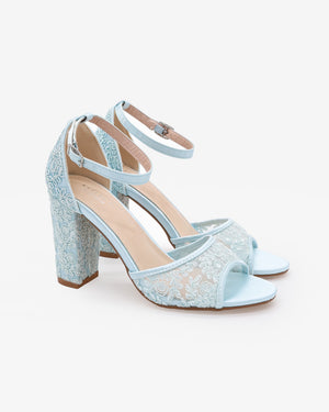 Crochet Lace Block Heel Sandals