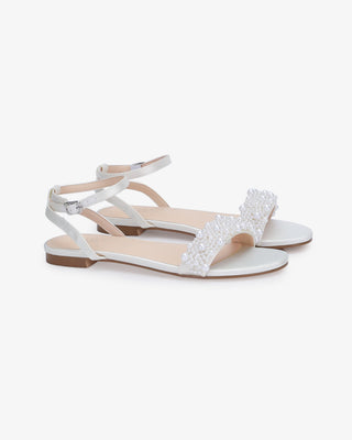 Girls Satin Evening Flat Sandal with Perla AppliqueKids Shoes
