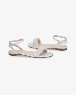 Girls Satin Evening Flat Sandal with Perla AppliqueKids Shoes