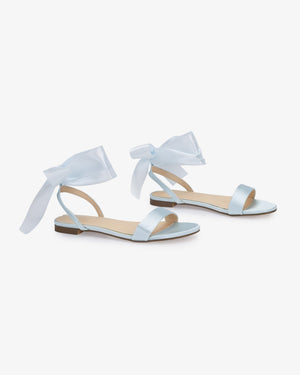 Girls Satin Flat Sandal with Wrapped Satin Tie