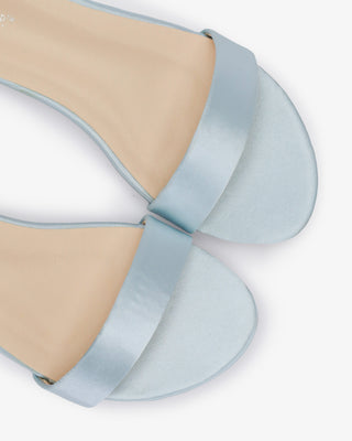 Light Blue Girls Satin Flat Sandal with Wrapped Satin Tie, Flower Girls Shoes