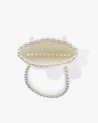 All Pearls Beaded Wedding Handbag with Tulle Bow