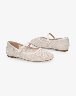 Ivory Crochet Lace Mary Jane Wedding Flats, Bridal Shoes