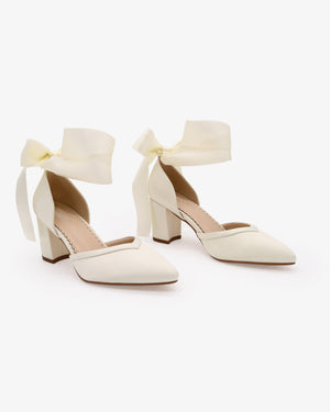 Ankle Wrap Tie Wedding Block Heels